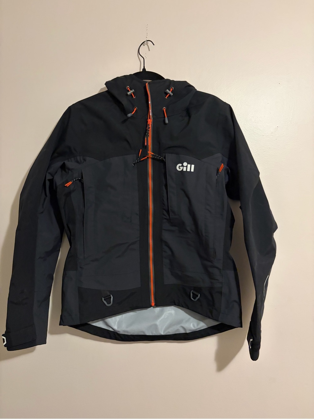 GILL Women's Black Rain Jacket with Orange Trim